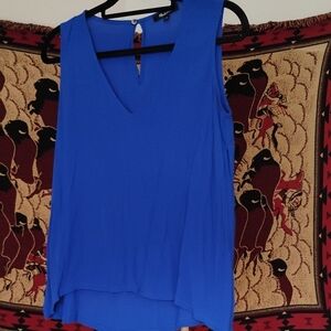 Madewell Blue Asymmetrical Sleeveless Blouse